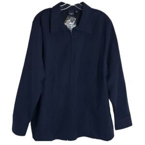 New 2X Faux Micro Suede Navy Blue SHACKET shirt full zip JACKET 2 X SONOMA NWT